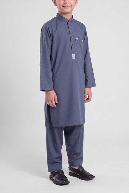Boys' Slate Navy TR Shalwar Kameez - 223001 – three-quarter