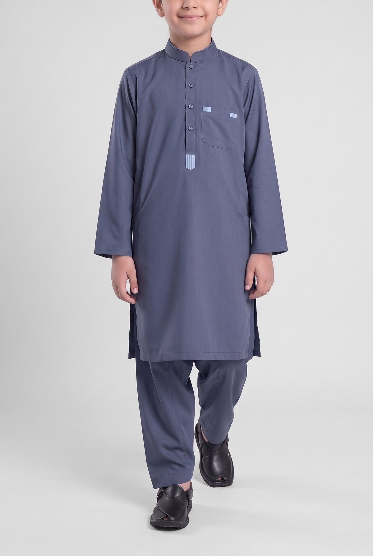 Boys' Slate Navy TR Shalwar Kameez - 223001 – walking