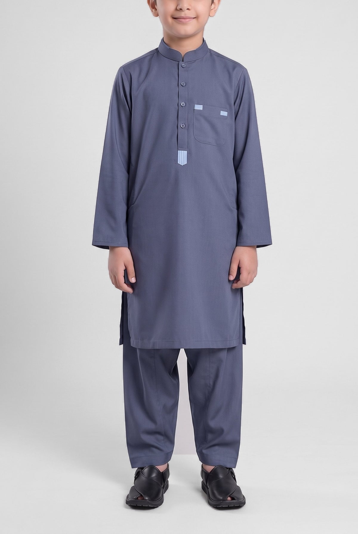 Boys' Slate Navy TR Shalwar Kameez - 223027 – front