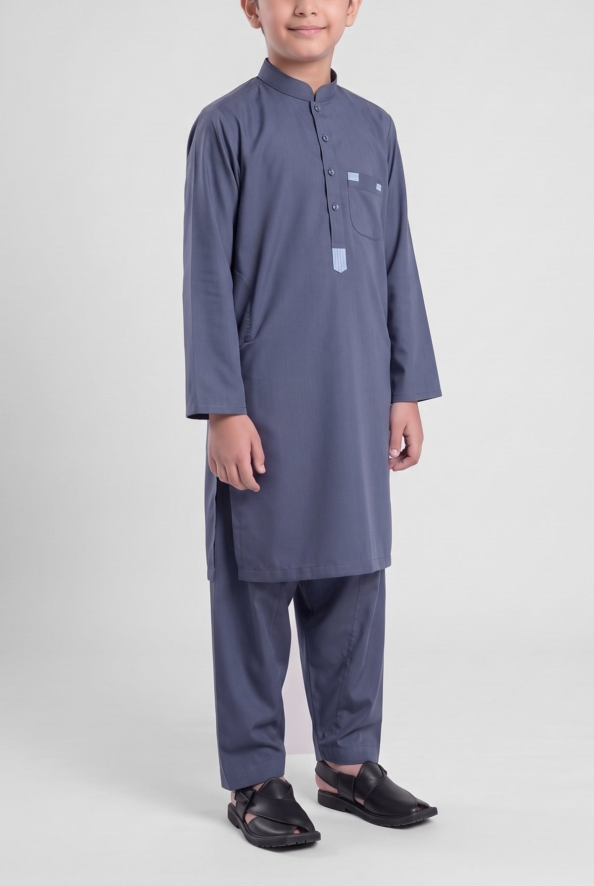 Boys' Slate Navy TR Shalwar Kameez - 223027 – three-quarter