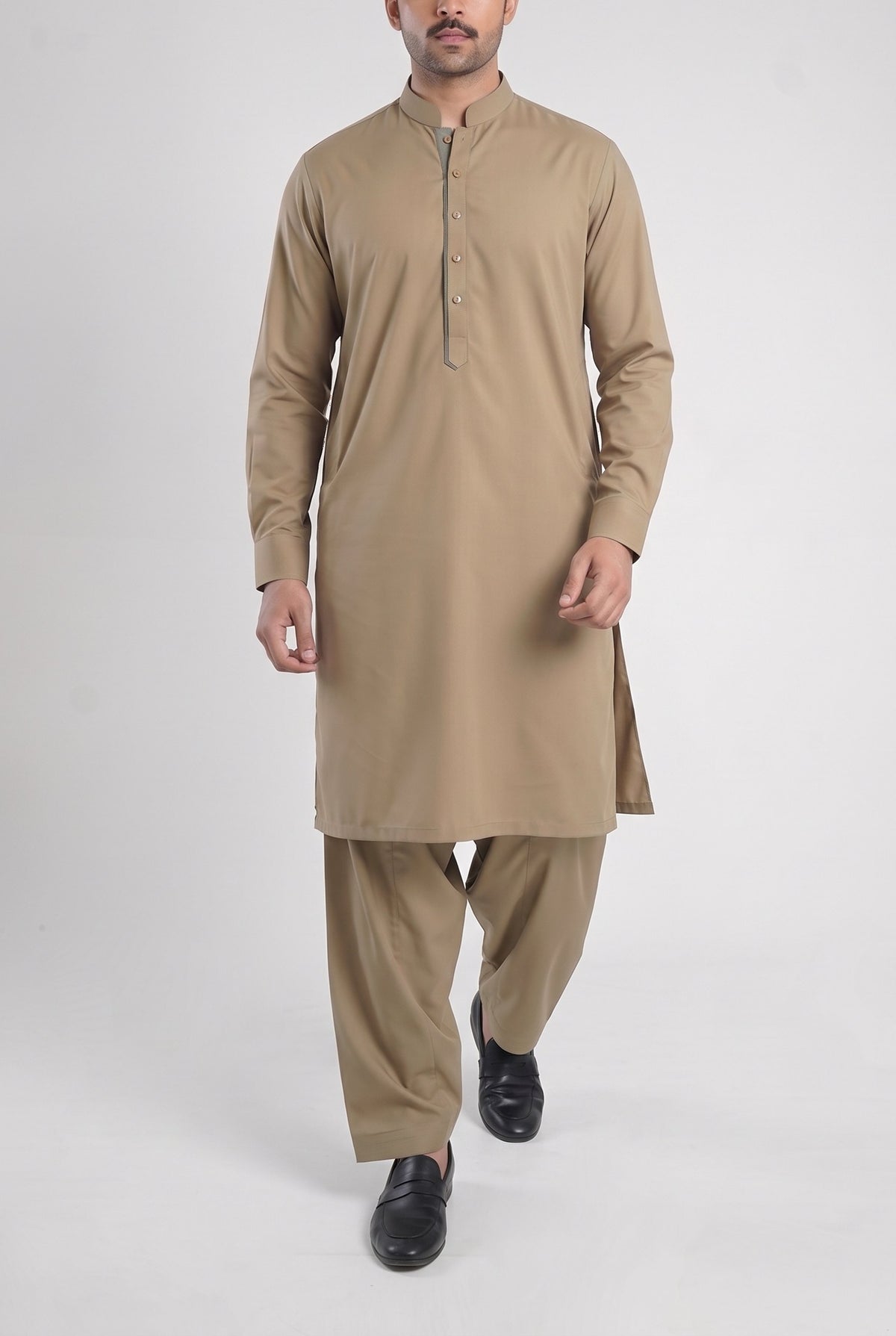 Men's Desert Khaki Wash & Wear Shalwar Kameez - 112022 – walking