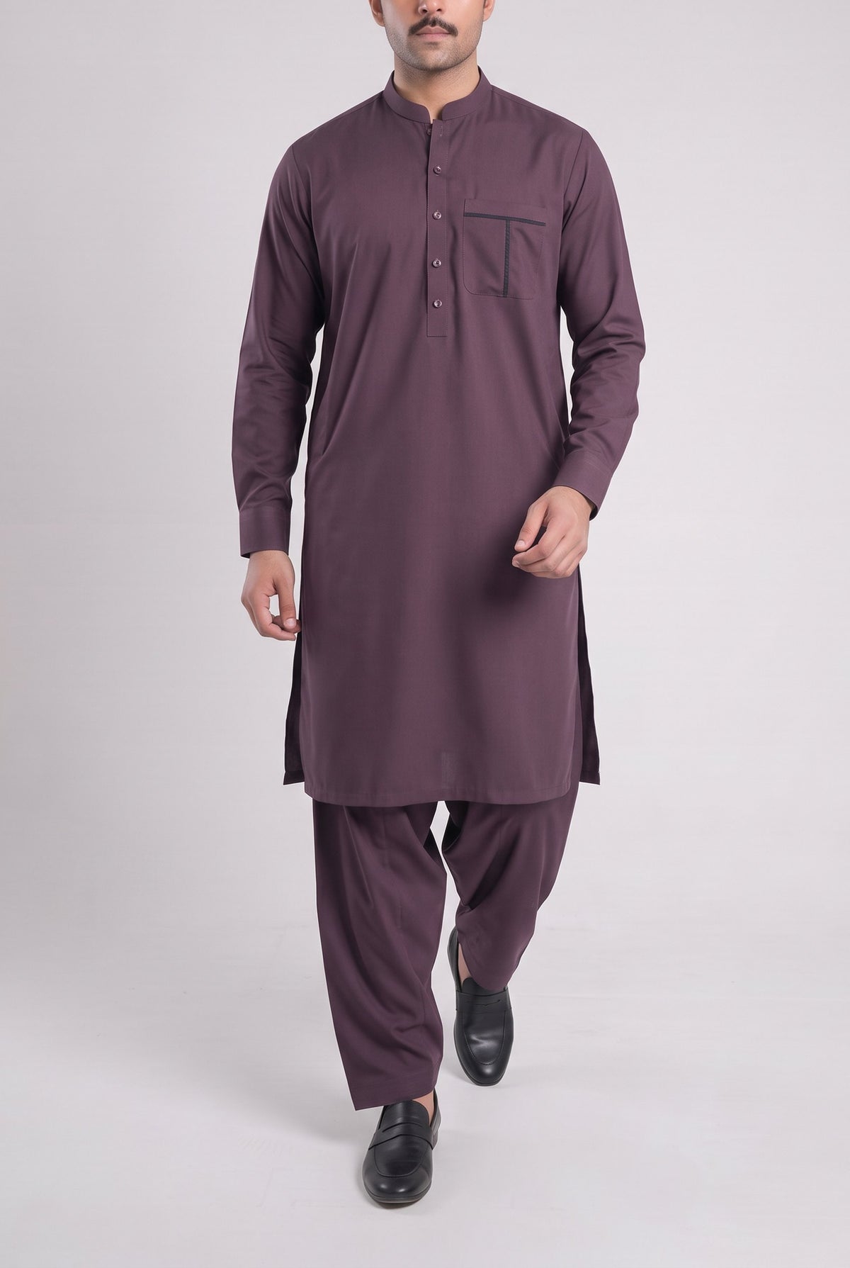 Men's Deep Plum Wash & Wear Shalwar Kameez - 112023 – walking