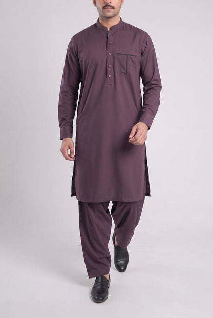 Men's Deep Plum Wash & Wear Shalwar Kameez - 112023 – walking