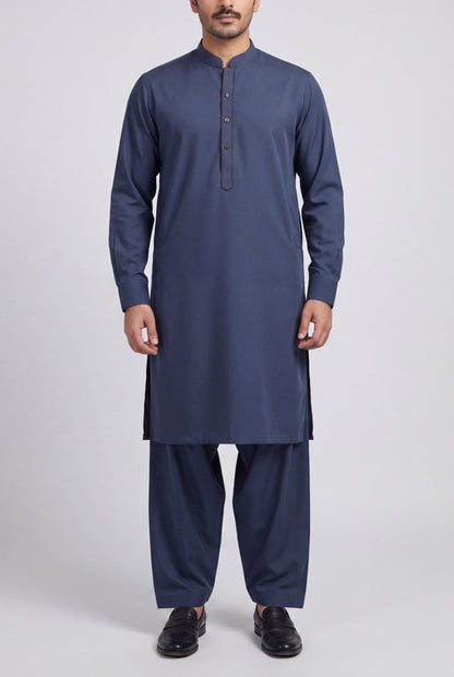 Men's Midnight Slate Wash & Wear Shalwar Kameez - 112026 – front
